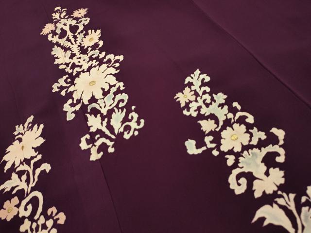 平和屋着物■訪問着　刺繍　草花文　金糸　西武百貨店扱い　正絹　逸品　AABL4682sx