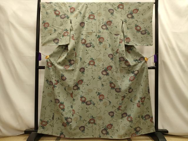 平和屋着物■上質な小紋　花唐草文　正絹　逸品　AABL4683sx