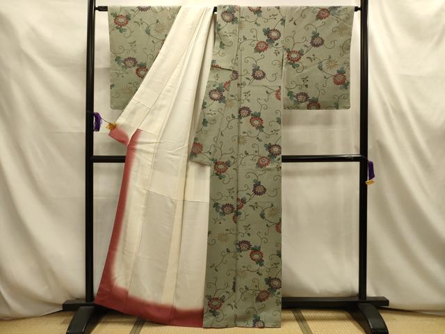 平和屋着物■上質な小紋　花唐草文　正絹　逸品　AABL4683sx