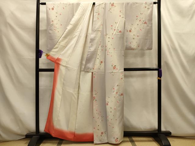 平和屋着物■上質な小紋　更紗花文　暈し染め　正絹　逸品　AABL4686sx
