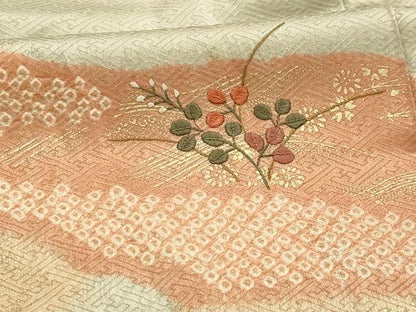 平和屋着物■訪問着　絞り　刺繍　霞取花文　金彩　正絹　逸品　AABL4687sx