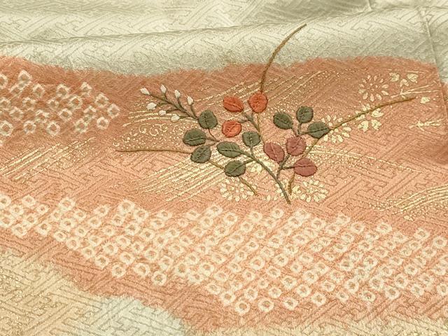 平和屋着物■訪問着　絞り　刺繍　霞取花文　金彩　正絹　逸品　AABL4687sx