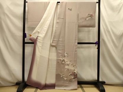 平和屋着物■訪問着　流水花鳥文　暈し染め　正絹　逸品　AABL4688sx