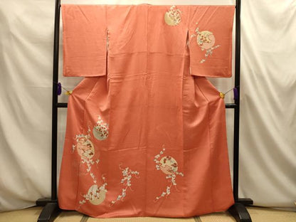 平和屋着物■訪問着　刺繍　花風景丸文　金糸　金彩　正絹　逸品　AABL4690sx