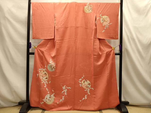 平和屋着物■訪問着　刺繍　花風景丸文　金糸　金彩　正絹　逸品　AABL4690sx