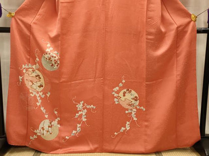平和屋着物■訪問着　刺繍　花風景丸文　金糸　金彩　正絹　逸品　AABL4690sx