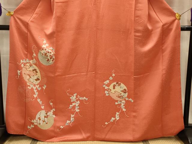 平和屋着物■訪問着　刺繍　花風景丸文　金糸　金彩　正絹　逸品　AABL4690sx