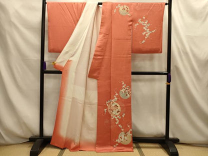平和屋着物■訪問着　刺繍　花風景丸文　金糸　金彩　正絹　逸品　AABL4690sx