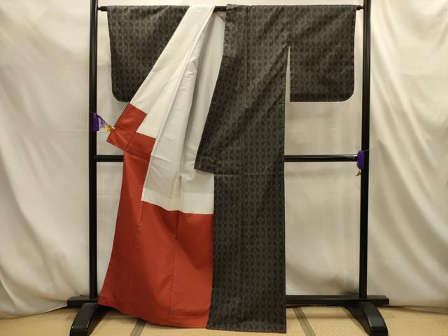 平和屋着物■本場大島紬　花間道　黒地　正絹　逸品　AABL4692sx