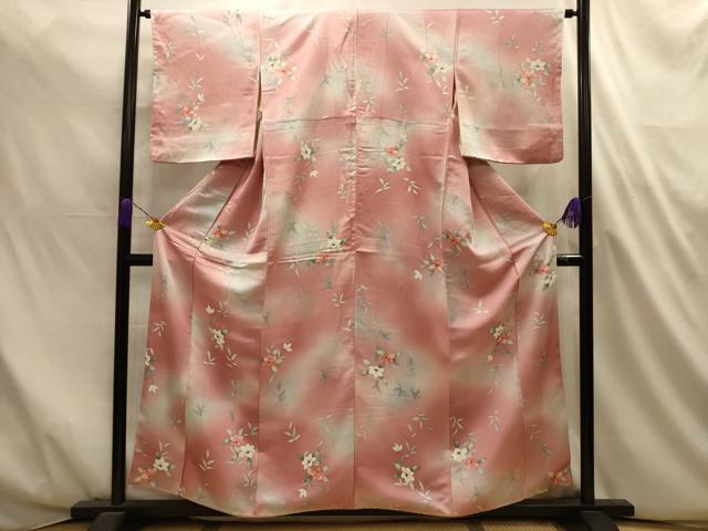平和屋着物■上質な小紋　草花文　暈し染め　正絹　逸品　AABL4697sx