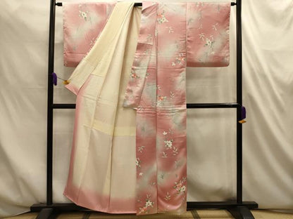 平和屋着物■上質な小紋　草花文　暈し染め　正絹　逸品　AABL4697sx