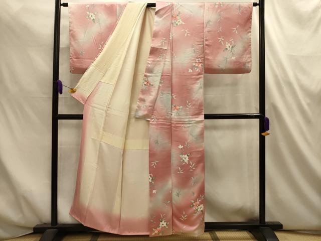 平和屋着物■上質な小紋　草花文　暈し染め　正絹　逸品　AABL4697sx
