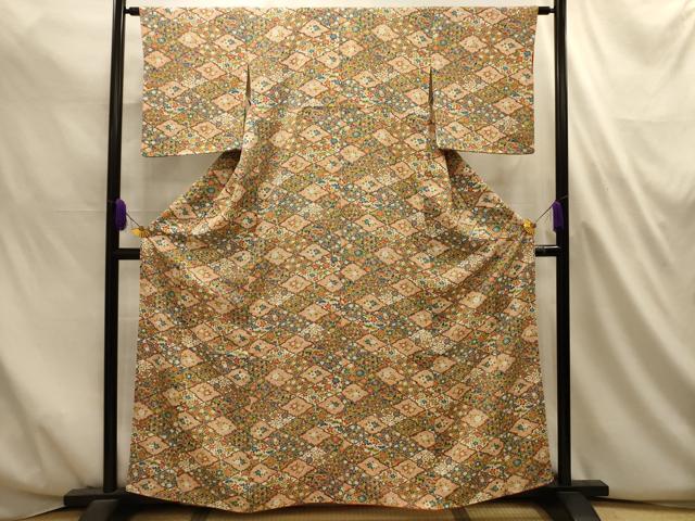 平和屋着物■上質な小紋　松皮菱吉祥花文　正絹　逸品　AABL4699sx