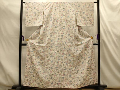 平和屋着物■上質な小紋　草花文　正絹　逸品　AABL4700sx