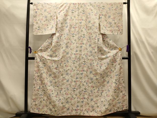 平和屋着物■上質な小紋　草花文　正絹　逸品　AABL4700sx