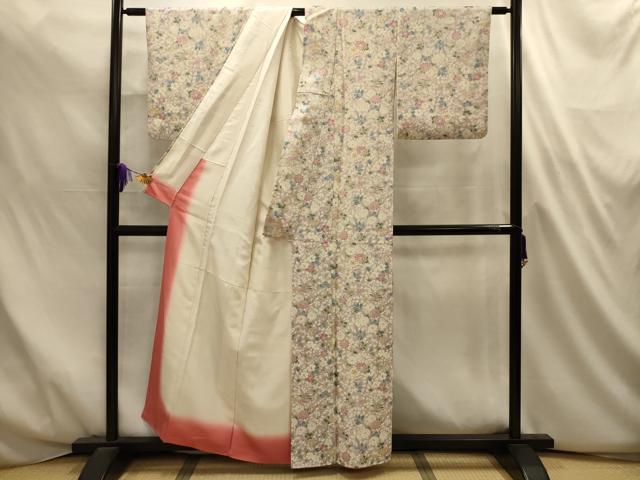 平和屋着物■上質な小紋　草花文　正絹　逸品　AABL4700sx