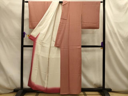 平和屋着物■江戸小紋　万筋　白色×赤錆色　正絹　逸品　AABL4701sx