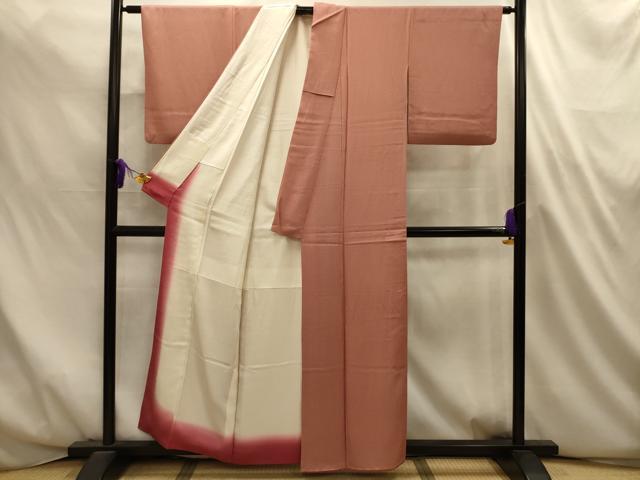 平和屋着物■江戸小紋　万筋　白色×赤錆色　正絹　逸品　AABL4701sx