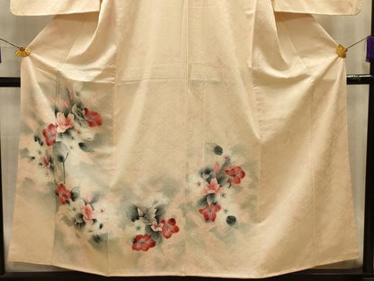 平和屋着物■訪問着　手描き　草花文　暈し染め　正絹　逸品　AABL4705sx