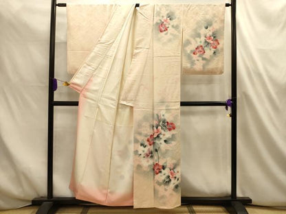 平和屋着物■訪問着　手描き　草花文　暈し染め　正絹　逸品　AABL4705sx