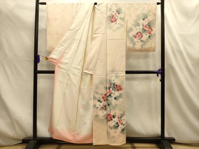 平和屋着物■訪問着　手描き　草花文　暈し染め　正絹　逸品　AABL4705sx