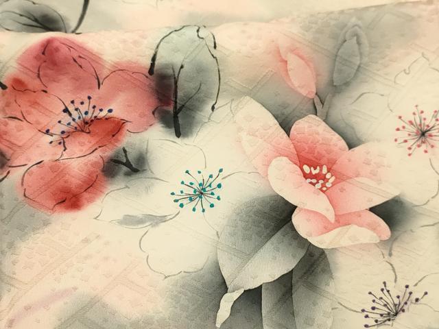 平和屋着物■訪問着　手描き　草花文　暈し染め　正絹　逸品　AABL4705sx
