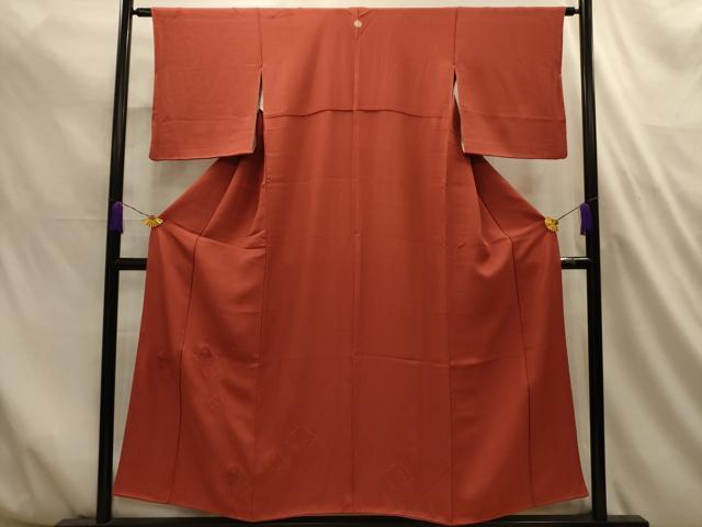 平和屋着物■中国三大刺繍　汕頭刺繍　スワトウ刺繍　無地絵羽訪問着　松皮菱吉祥文　赤丹色　正絹　逸品　AABL4706sx
