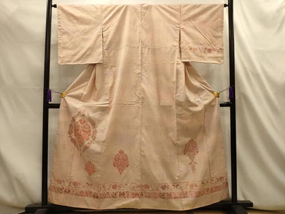平和屋着物■中国三大刺繍　相良刺繍　訪問着　紬地　飾花文　正絹　逸品　AABL4708sx