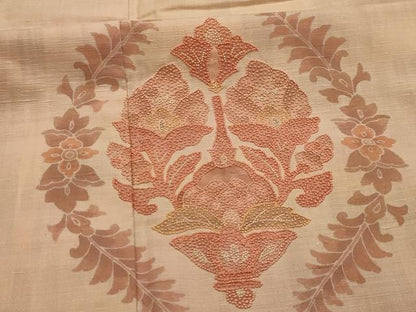 平和屋着物■中国三大刺繍　相良刺繍　訪問着　紬地　飾花文　正絹　逸品　AABL4708sx