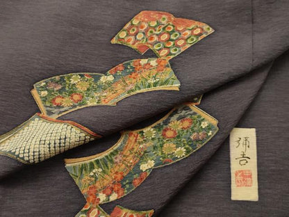 平和屋着物■上質な小紋　作家物　花冊子文　金彩　正絹　逸品　AABL4710sx