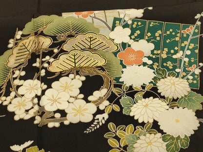 平和屋着物■豪華黒留袖　松竹梅源氏香　金彩　正絹　逸品　AABL4714sx