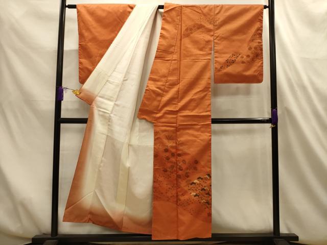 平和屋着物■訪問着　紬地　刺繍　重ね山草花文　金彩　正絹　逸品　AABL4715sx