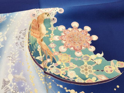 平和屋着物■訪問着　花鳥文　暈し染め　金糸　金彩　正絹　逸品　AABL4718sx