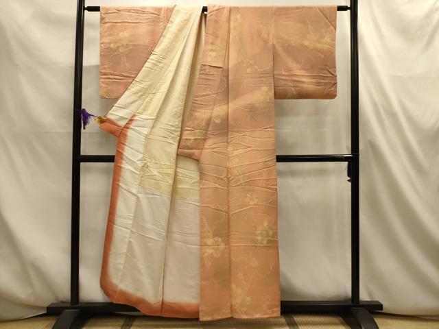 平和屋着物■上質な小紋　地紋起こし　草花文　暈し染め　正絹　逸品　AABL4719sx