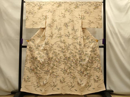 平和屋着物■訪問着　流水草花文　正絹　逸品　AABL4722sx
