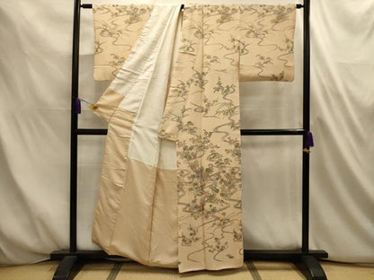 平和屋着物■訪問着　流水草花文　正絹　逸品　AABL4722sx
