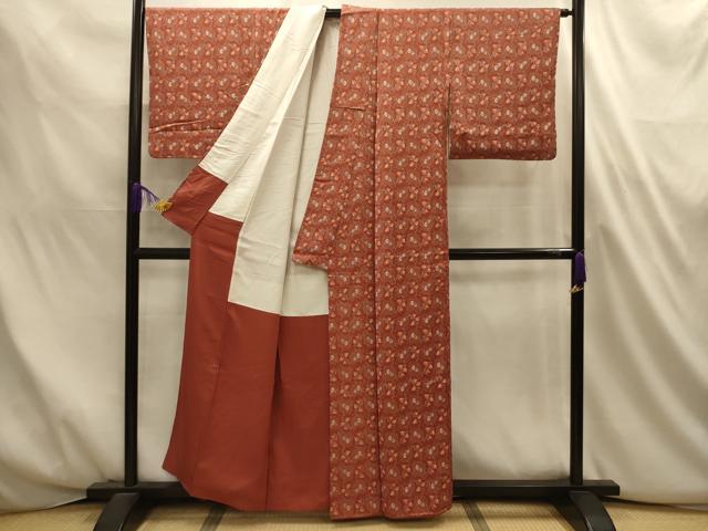 平和屋着物■上質な小紋　草花菱文　正絹　逸品　AABL4723sx