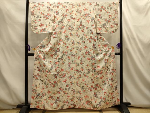平和屋着物■上質な小紋　流水花文　正絹　逸品　AABL4725sx
