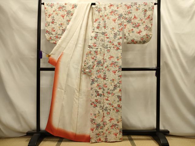 平和屋着物■上質な小紋　流水花文　正絹　逸品　AABL4725sx