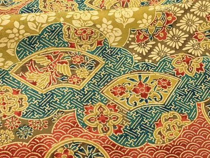 平和屋着物■上質な小紋　型染め　雲取り地紙花鳥文　正絹　逸品　AABL4726sx