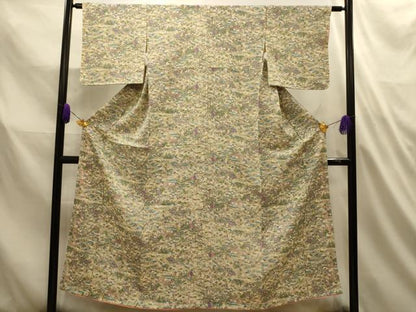 平和屋着物■上質な小紋　松竹梅風景文　鬼しぼ縮緬　正絹　逸品　AABL4727sx