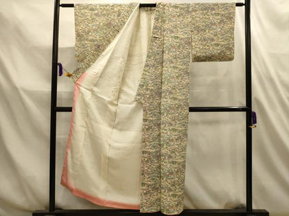 平和屋着物■上質な小紋　松竹梅風景文　鬼しぼ縮緬　正絹　逸品　AABL4727sx
