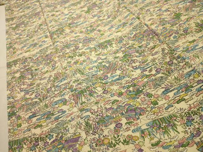 平和屋着物■上質な小紋　松竹梅風景文　鬼しぼ縮緬　正絹　逸品　AABL4727sx
