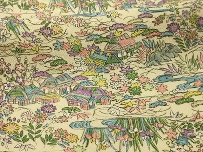 平和屋着物■上質な小紋　松竹梅風景文　鬼しぼ縮緬　正絹　逸品　AABL4727sx