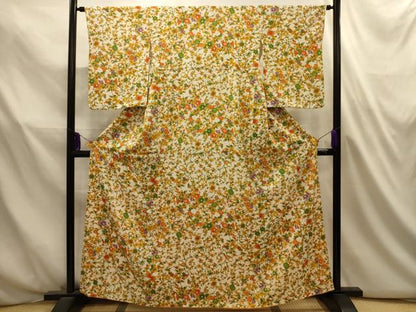 平和屋着物■上質な小紋　草花文　正絹　逸品　AABL4728sx
