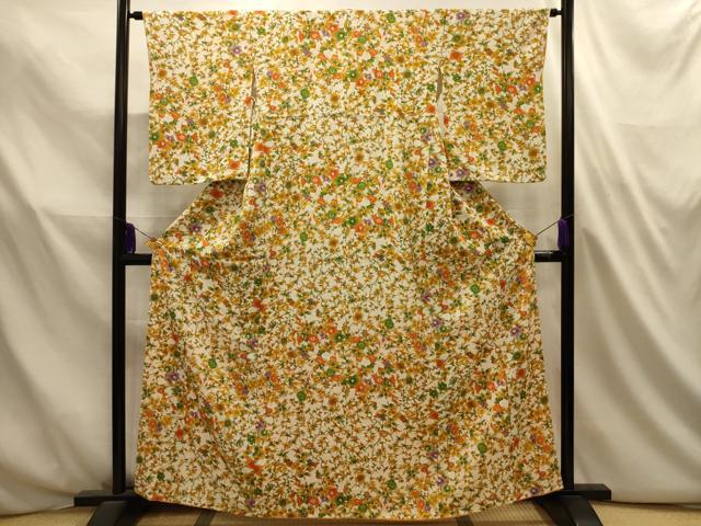 平和屋着物■上質な小紋　草花文　正絹　逸品　AABL4728sx