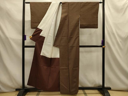 平和屋着物■本場縞大島紬　間道　正絹　逸品　AABL4732sx