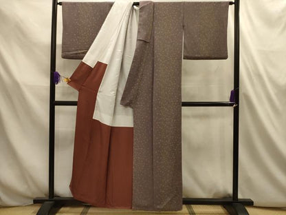 平和屋着物■上質な小紋　花間道　鬼しぼ縮緬　正絹　逸品　AABL4734sx
