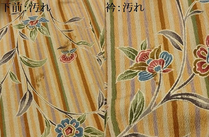 平和屋着物■上質な小紋　更紗花文　　正絹　逸品　AABL4735sx