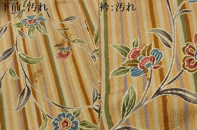 平和屋着物■上質な小紋　更紗花文　　正絹　逸品　AABL4735sx